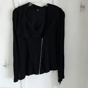 Black cowl neck sweater with modern style zipper